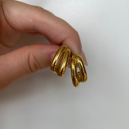 Double Curve Gold Earrings