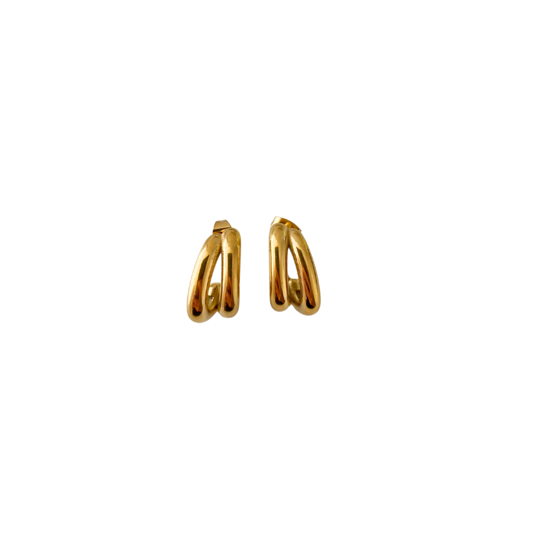 Double Curve Gold Earrings